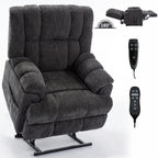 Dual Motor Heat Massage Infinite Position Up to 350 LBS Electric Power Lift Recliners with Power-Remote, Medium-firm and Heavy Duty, Grey - Grand Goldman Shop