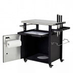 K&K 39.5' Outdoor Grill Cart with Storage Cabinet, Outdoor Bar Cart Pizza Oven Table with Wheels, Stainless Steel Top, Outdoor Kitchen Island with Spice & Paper Rack for BBQ, Waterproof Cover Included - Grand Goldman Shop