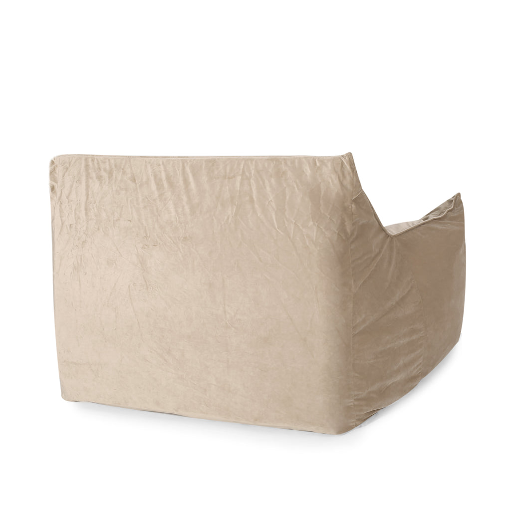 Allea Velveteen Bean Bag Chair with Armrests, Comfortable Velvet Seating, Taupe, 42x40x30 inches - Grand Goldman Shop