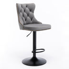 A&A Furniture,Swivel Velvet Barstools Adjusatble Seat Height from 25-33 Inch,17.7 inch base, Modern Upholstered Bar Stools with Backs Comfortable Tufted for Home Pub and Kitchen Island,Gray,Set of 2 - Grand Goldman Shop
