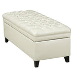Juliana Storage Ottoman with Hidden Compartment in Ivory PU Leather, 50 x 20.5 Inches - Grand Goldman Shop
