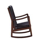 Raina Dark Brown Synthetic Leather & Espresso Finish Rocking Chair with Foam Cushioning, 220lb Capacity - Grand Goldman Shop