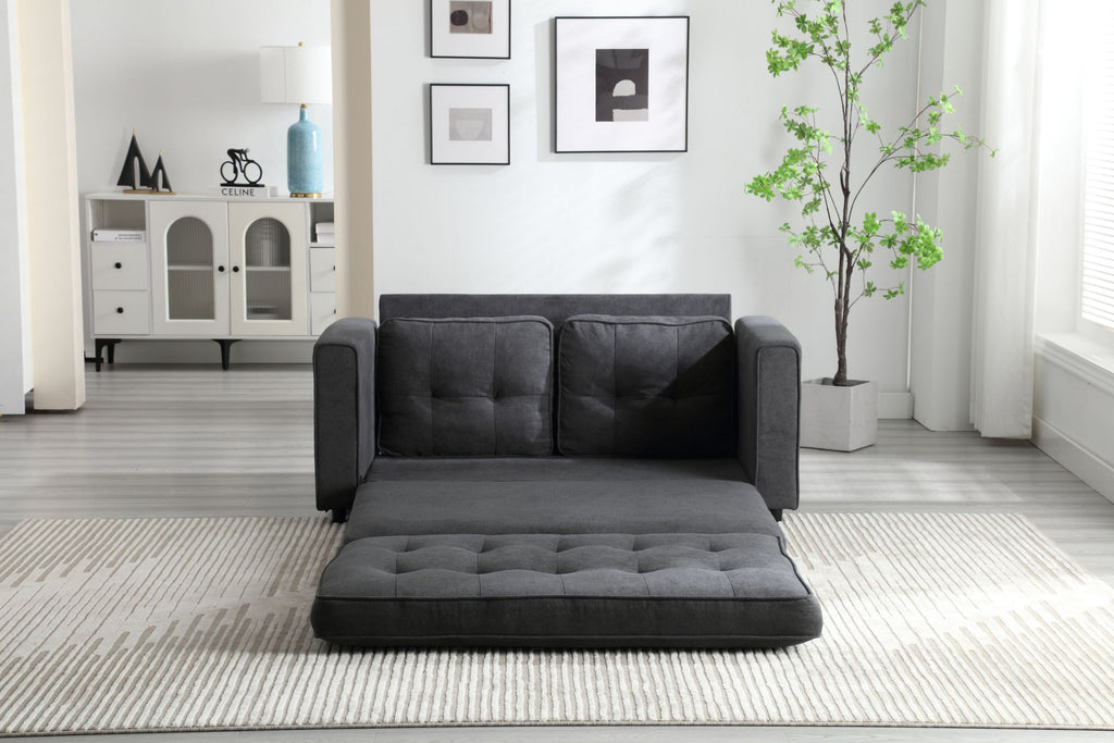 3 Fold Sofa,Convertible Futon Couch sleeper sofabed,Space saving loveseat,Pull Out Couch Bed for Living Room,Dark Gray & Light Gray & Beige,Velvet linen fabric - Grand Goldman Shop