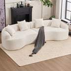LY-025 Full Compression Sponge Sofa Cloud White Curved Modular Sectional 30D High-Density Chenille Sleeper Couch 110'L - Grand Goldman Shop