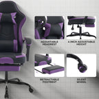 Gaming Chair, Ergonomic Computer Chair with Footrest and Massage Lumbar Support, Height Adjustable Swivel Video Game Chair fo