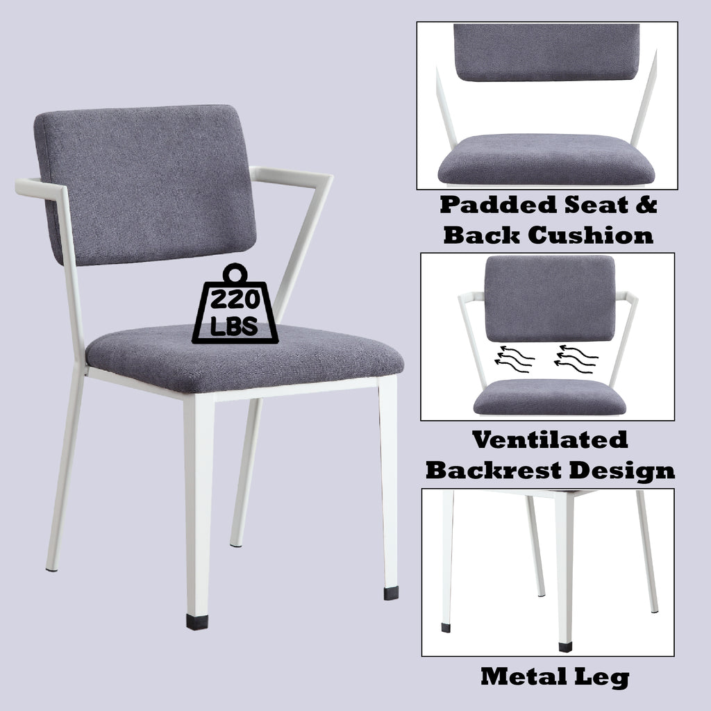 Cargo Gray Fabric & White Finish Office Chair - Grand Goldman