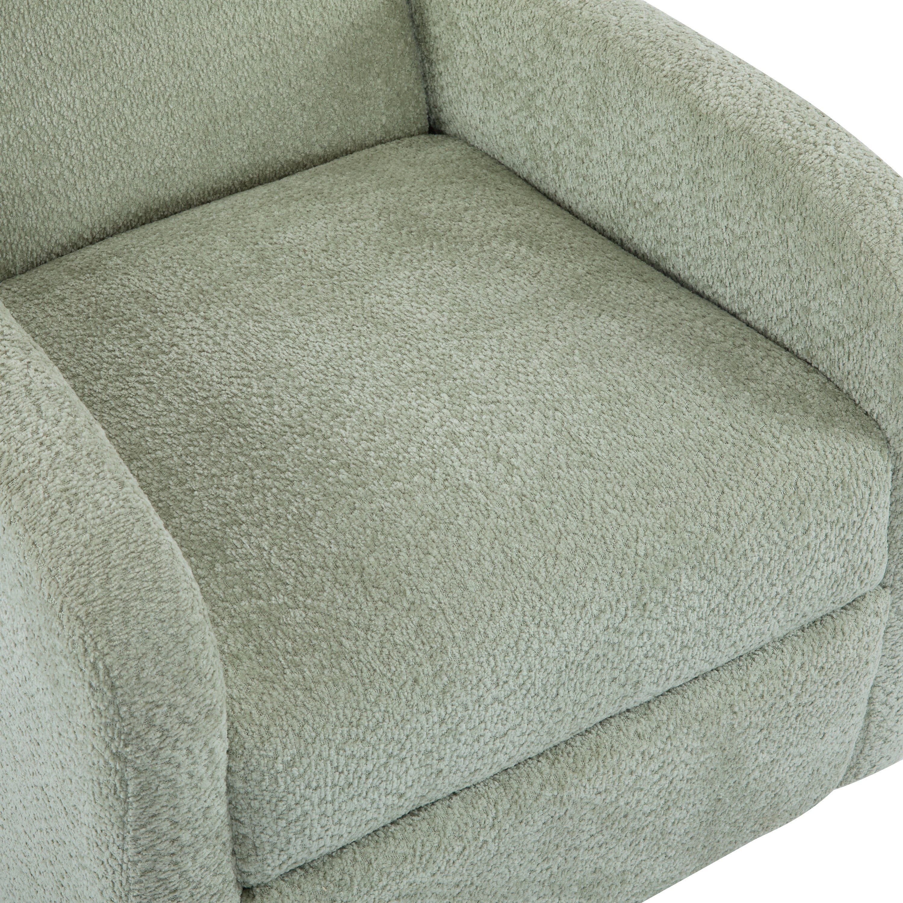 Modern 360 Swivel and Glider Recliner Chair in Light Green Boucle with Solid Wood Base - Grand Goldman Shop