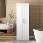 High wardrobe and kitchen cabinet with 2 doors and 3 partitions to separate 4 storage spaces, White - Grand Goldman Shop