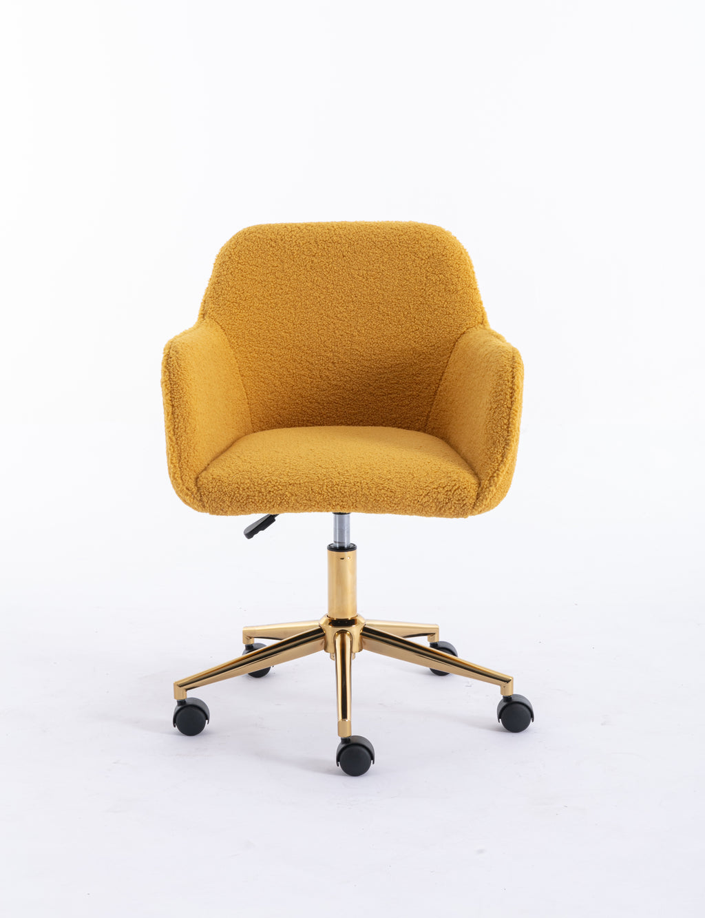 Modern Teddy Fabric Material Adjustable Height 360 Revolving Home Office Chair With Gold Metal Legs And Universal Wheel For I
