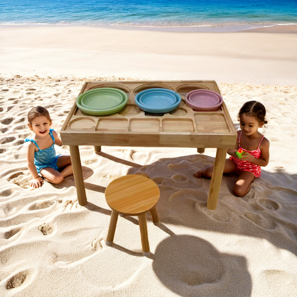 Sensory Table for Toddlers 1-3 with 2 Chairs, Wooden Kid Activity Table Chair Set with Double-Sided Boards for Sand and Water
