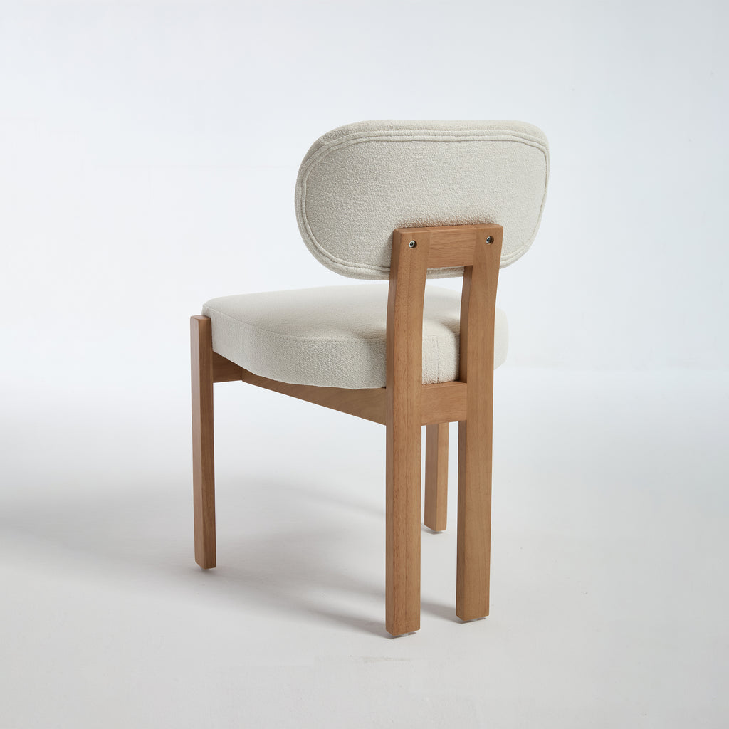 Modern Farmhouse Dining Chairs Set of 2 in Beige, Fabric Upholstered Wooden Kitchen Chairs with Ergonomic Backrest and Adjustable Feet, Rubber Wood Frame - Grand Goldman Shop