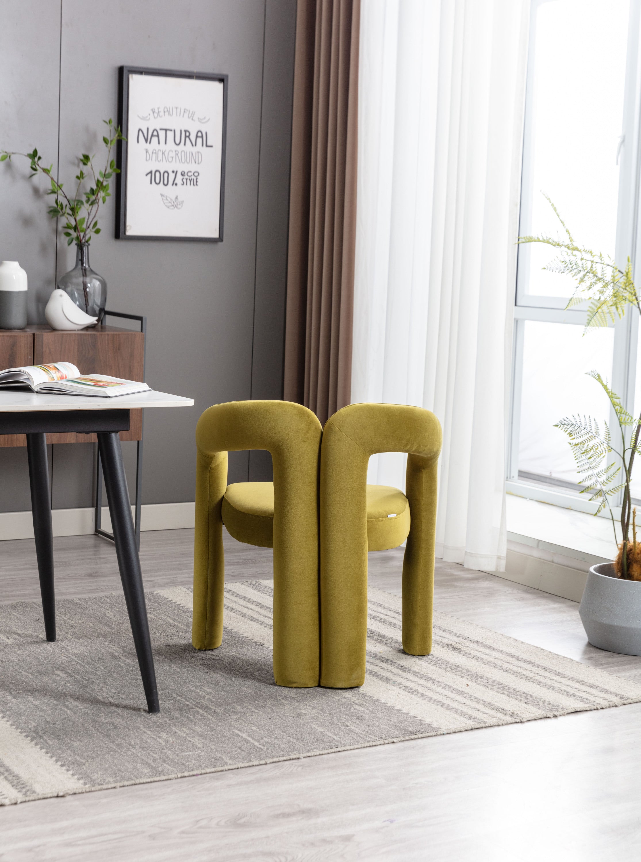 Contemporary Designed Velvet Fabric Upholstered Accent/Dining Chair /Barrel Side Chairs Kitchen Armchair for Living Room set of 2 (Olive Velvet) - Grand Goldman Shop