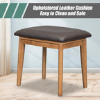43.3' Classic Wood Makeup Vanity Set with Flip-top Mirror and Stool, Dressing Table with Three Drawers and storage space, Brown - Grand Goldman Shop