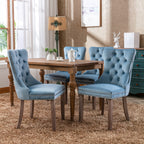Nikki Collection Modern, High-end Tufted Solid Wood Contemporary Velvet Upholstered Dining Chair with Wood Legs Nailhead Trim 2-Pcs Set,Light Blue, SW2001LB - Grand Goldman Shop