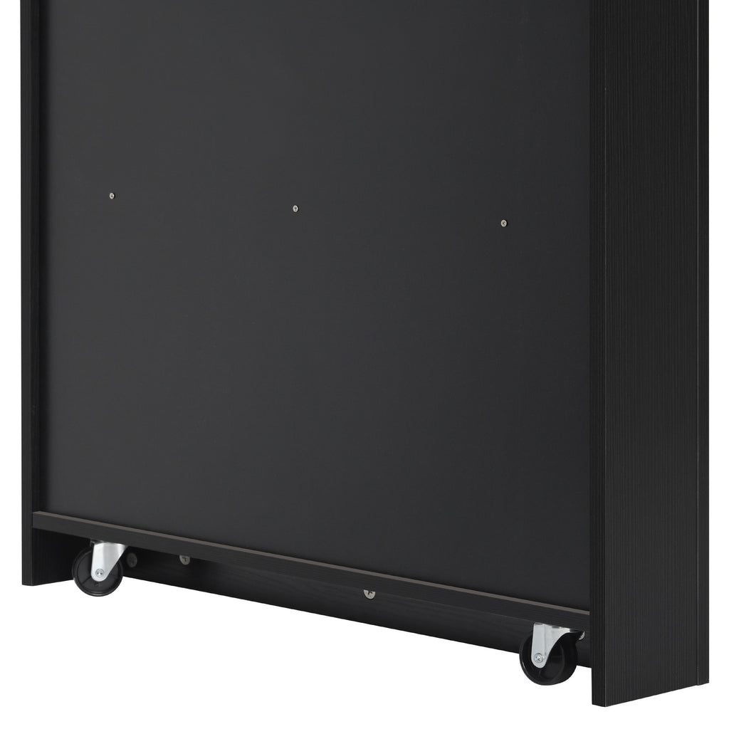 K&K 59.5' Kitchen Island with Extendable Dining Table, Kitchen Storage Table with Double-sided Storage, Kitchen Island with 2 Drawers, Power Outlet, Side Open Shelves, for Kitchen, Dining Room, Black - Grand Goldman Shop