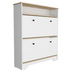 Shoe Rack Dublin, One Open Shelf, Two Extendable Cabinets, Light Oak / White Finish - Grand Goldman Shop