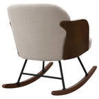 Valera Beige Boucle Upholstered Mid Back Rocking Chair with Walnut-Finished Frame and Wooden Rockers - Grand Goldman Shop