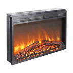 26 inch electric fireplace insert, ultra thin heater with log set & realistic flame, remote control with timer, overheating protection - Grand Goldman Shop