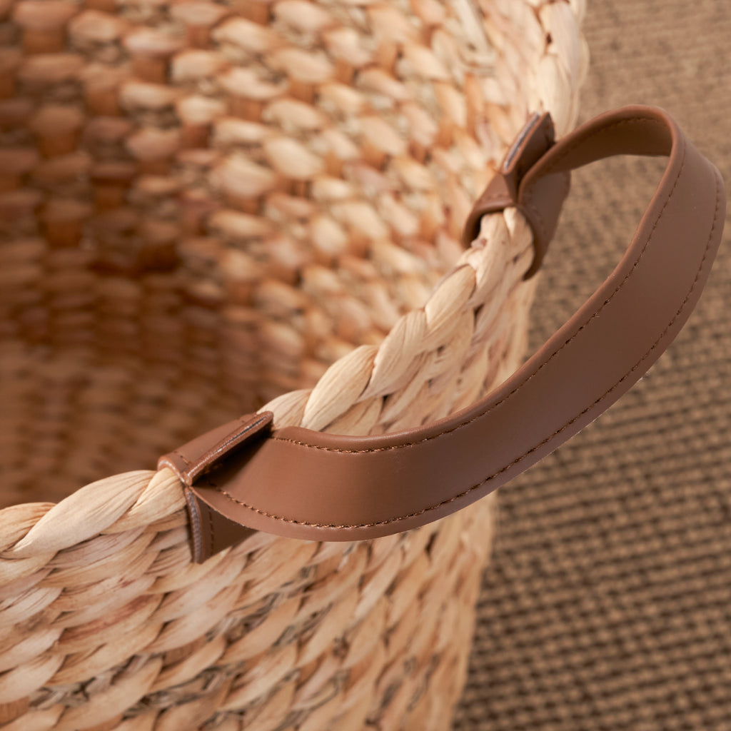 Water Hyacinth Woven Round Multi Use 16' Storage Basket - Natural Brown - Grand Goldman Shop