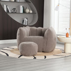 Soft Chenille Bean Bag Chair with High Resilient Foam for Living Room and Bedroom, Comfortable Square Lazy Sofa with Footstool for Adults - Grand Goldman Shop