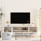 White Modern TV Stand Fluted 68' t, Entertainment Center with Storage Doors, TV Console Media Cabinet,  for 55+ Inch TV, Living Room - Grand Goldman Shop