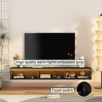 Floating TV Stand, Wall Mounted TV Shelf with Led Lights & Power OutletTV Cabinet for Black tv Stands for Living Room - Grand Goldman Shop
