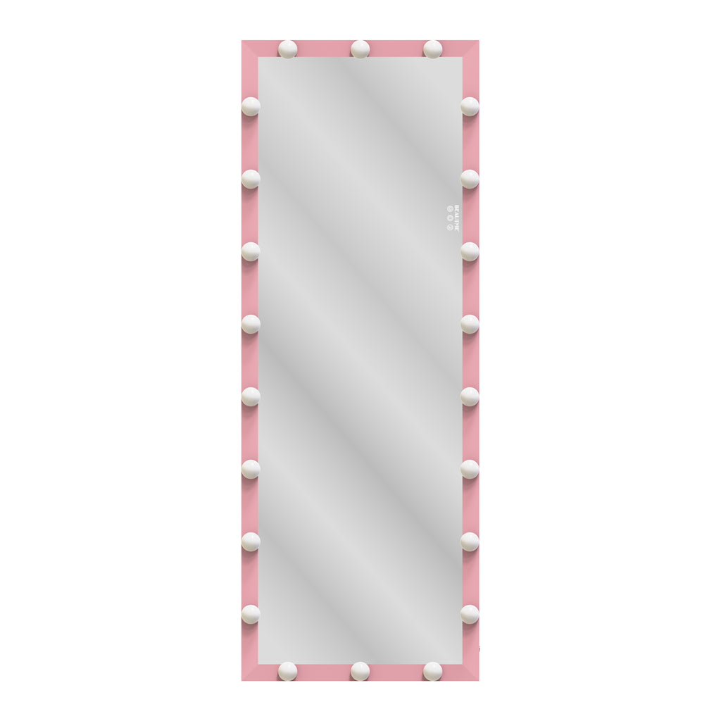 Hollywood Style Full Length Mirror with Lights, 3 Color Modes, Pink Aluminium, 62.6'x23.3' - Grand Goldman Shop