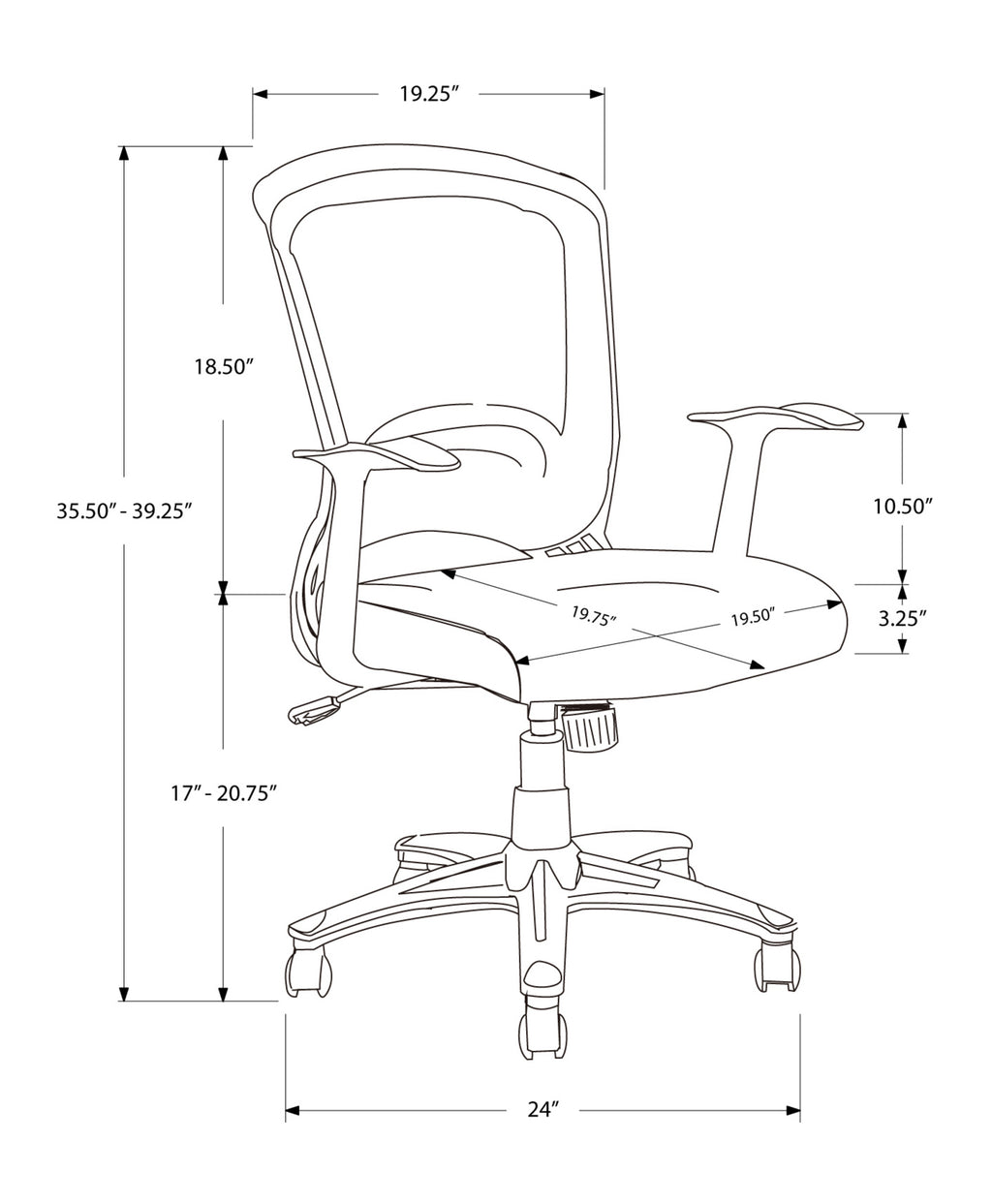 Office Chair, Adjustable Height, Swivel, Ergonomic, Armrests, Computer Desk, Work, Black Mesh, Black Metal, Contemporary, Mod