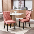 Nikki Collection Modern, High-end Tufted Solid Wood Contemporary Velvet Upholstered Dining Chair with Wood Legs Nailhead Trim 2-Pcs Set,Pink, SW2001PK - Grand Goldman Shop