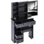 29.2' Small Space Left Drawer Desktop Vanity Table + Cushioned Stool, Extra Large Right sliding mirror, Multi Layer High Capacity Storage, Practical Fashionable Dresser, EPA, GCC, UL Certificate - Grand Goldman Shop