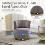 Swivel Barrel Chair, Round Armchairs with Fluffy Velvet, 360 Degree Swivel, Gray, 25.20'' x 25.59'' x 26.38'' - Grand Goldman Shop