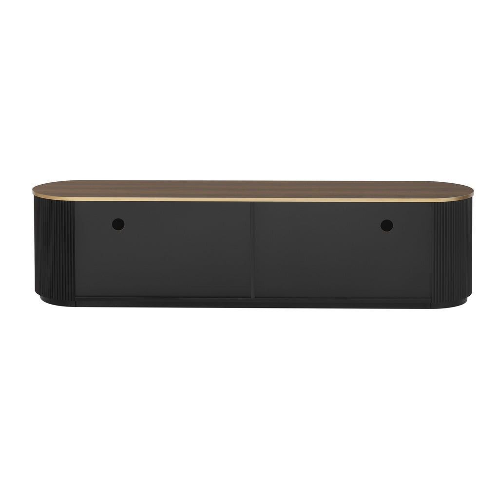 70.8'' Modern Minimalist TV Stand for TVs up to 80 Inches, Entertainment Center with 3 Drawers and 1 Shelf, Metal Handles and 2 Cabinets for Living room - Grand Goldman Shop
