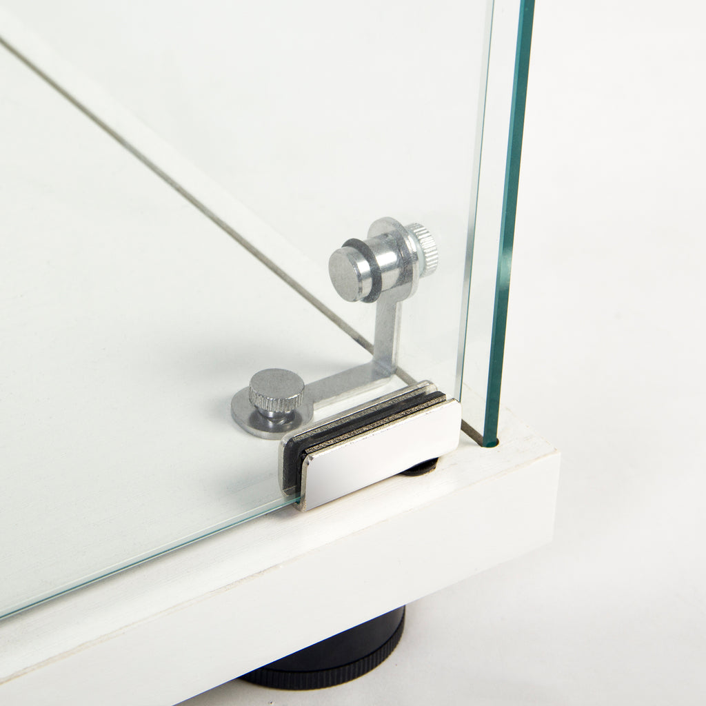 Two Door Glass Cabinet Glass Display Cabinet with 3 Shelves, White - Grand Goldman Shop