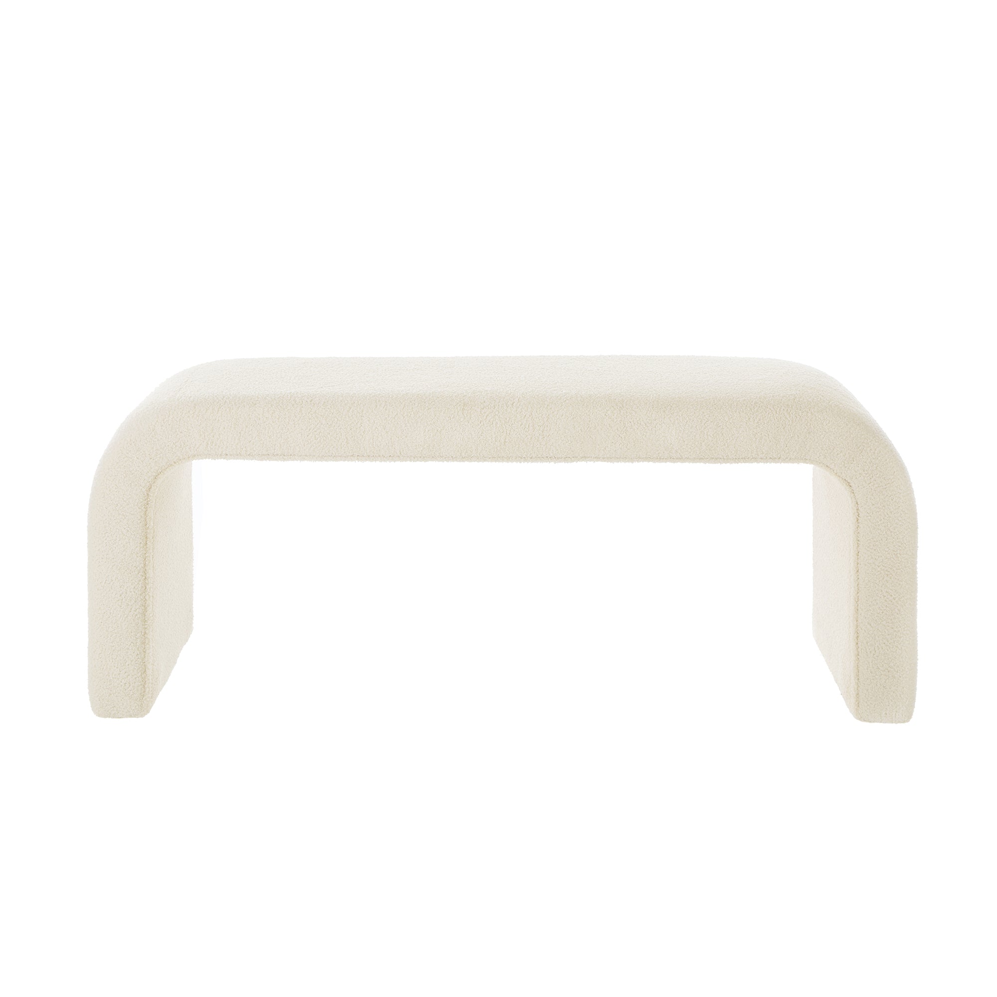 Set of 3 U-Shaped Modern Bench Teddy  Ottoman Bench for Entryway, Bedroom End of Bed, Set of 3 Small Sofa Footrest Extra Seating for Living Room, 44+18 Inch Bench Bench & Ottoman- Cream - Grand Goldman Shop