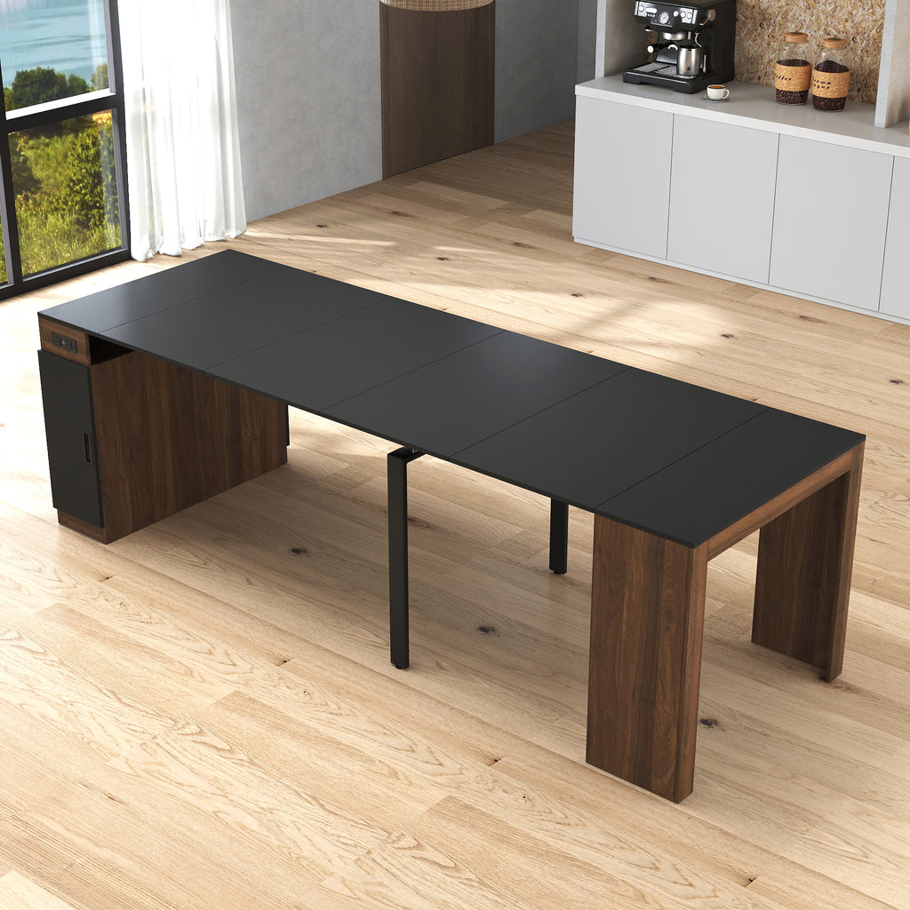 Modern Multifunctional Extendable Dining Table with Outlet, Space Saving Expanding Table with Storage for Party, Weddings, Meetings, Celebrations - Grand Goldman Shop