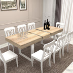 Extendable Dining Room Table for 6 8 10, Modern Farmhouse Wooden Kitchen Expanding Table, Long Large Expandable Dining Room Conference Table - Grand Goldman Shop