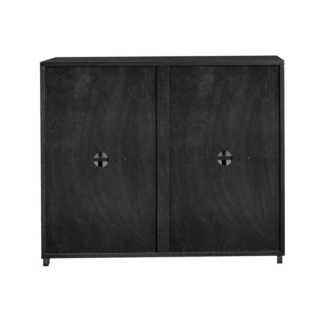 Mid Century Modern Fluted Hollowed Out Sideboard Cabinet with 2 Outlet Holes, Buffet Cabinet with Storage, Black Storage Cabinet for Living Room, Entryway, Hallway, Dining Room, Kitchen - Grand Goldman Shop