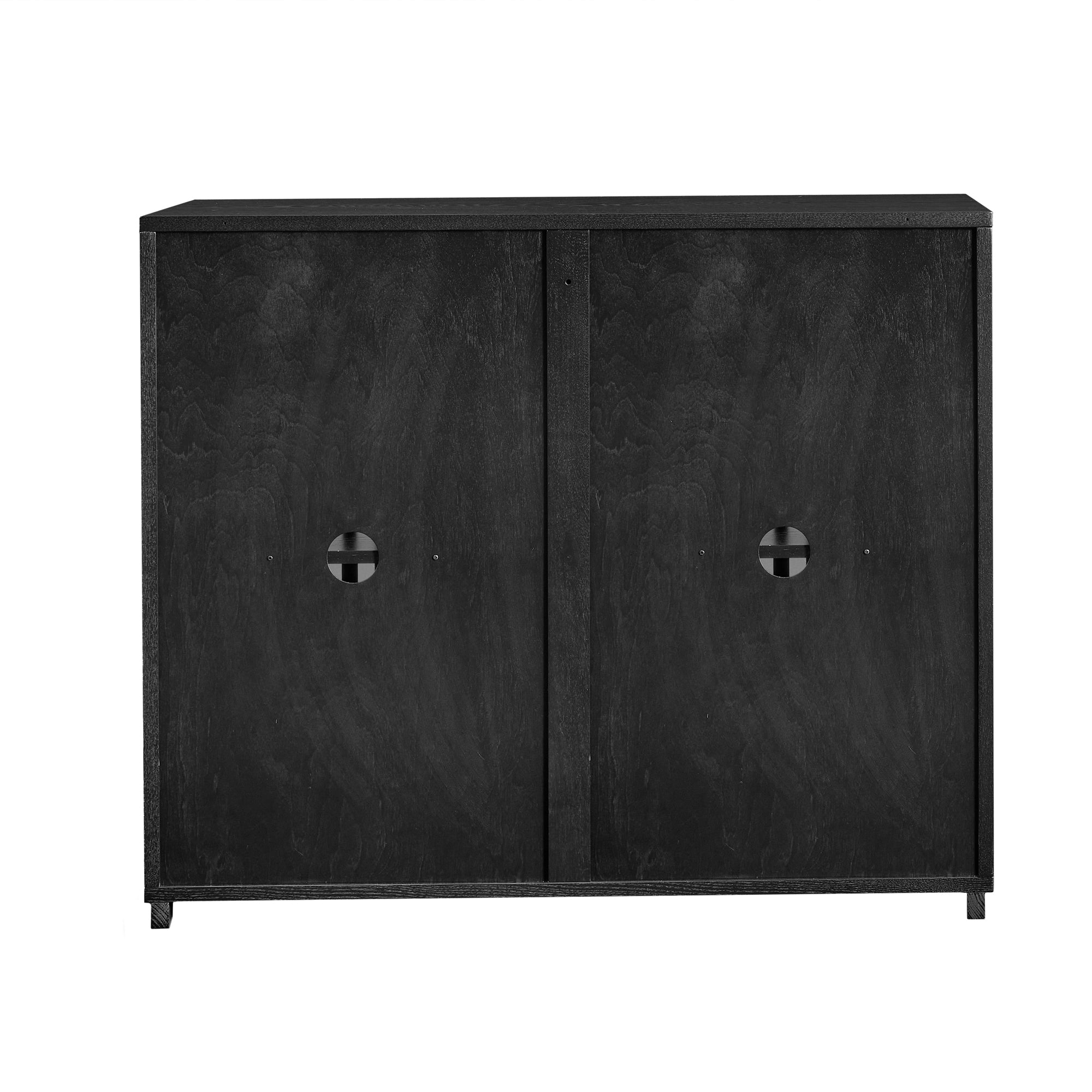 Mid Century Modern Fluted Hollowed Out Sideboard Cabinet with 2 Outlet Holes, Buffet Cabinet with Storage, Black Storage Cabinet for Living Room, Entryway, Hallway, Dining Room, Kitchen - Grand Goldman Shop