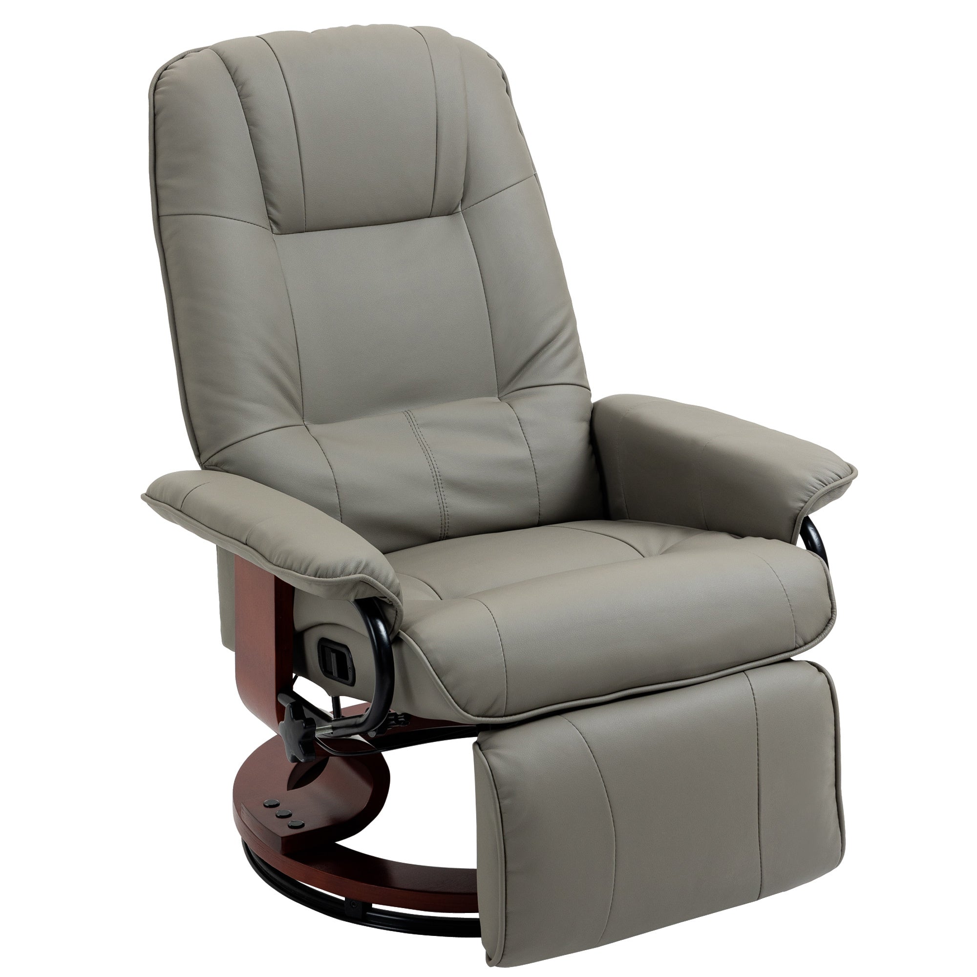 HOMCOM Faux Leather Manual Recliner with Swivel Wood Base Padded Armrest - Grand Goldman Shop