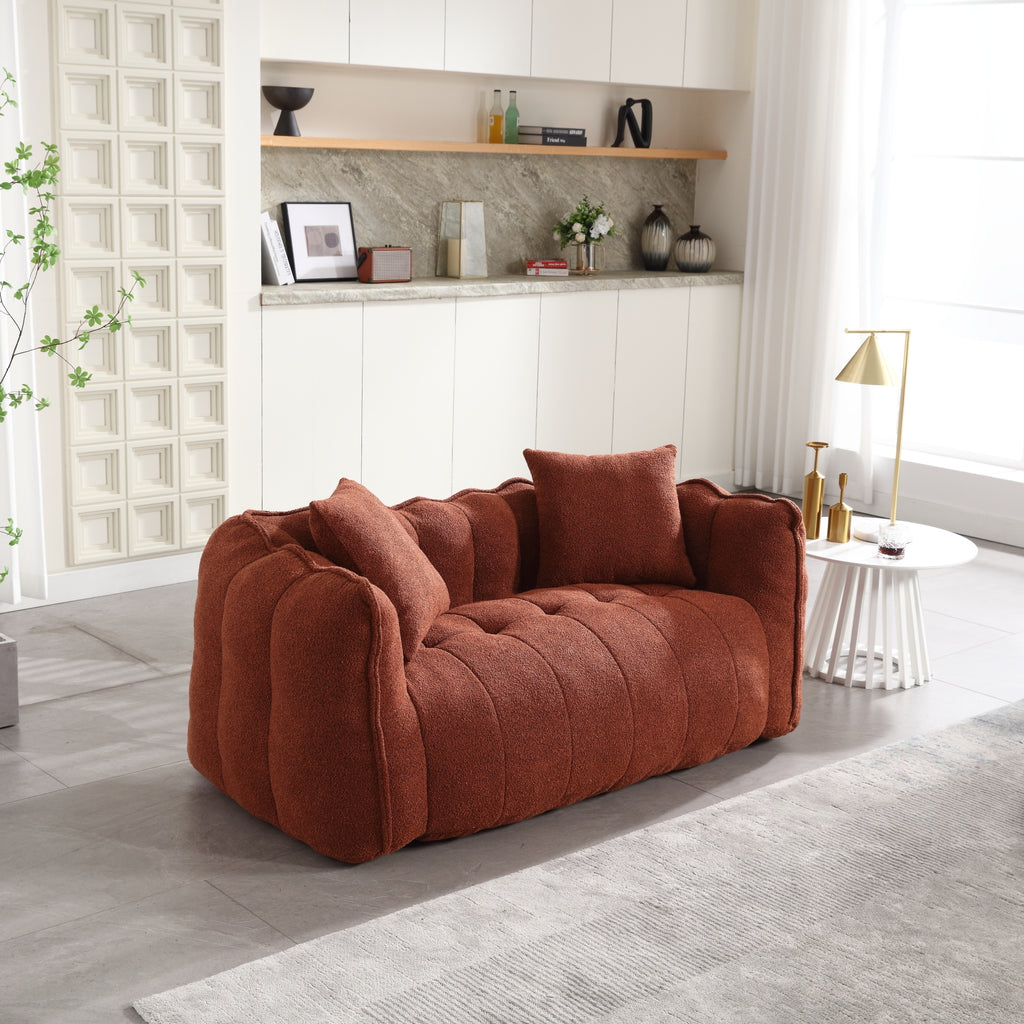 Cozy Beanbag Chair with High Resilience Foam Core for Two - Red Chenille, 66x35x25 inches - Grand Goldman Shop