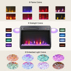 23 inch electric fireplace insert, ultra thin heater with crystal  & realistic flame, remote control with timer, overheating protection,with sidelight - Grand Goldman Shop