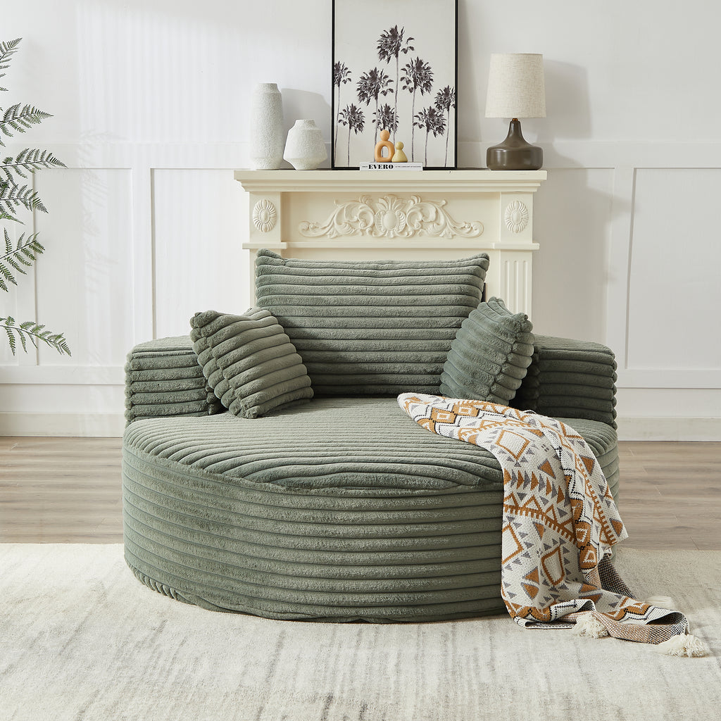 55'L Corduroy Sponge single sofa,No Assembly Required,Fluffy Modern Sleeper Chair for Living room, Bedroom, Lounge and Projection Room(Not a swivel chair.) - Grand Goldman Shop