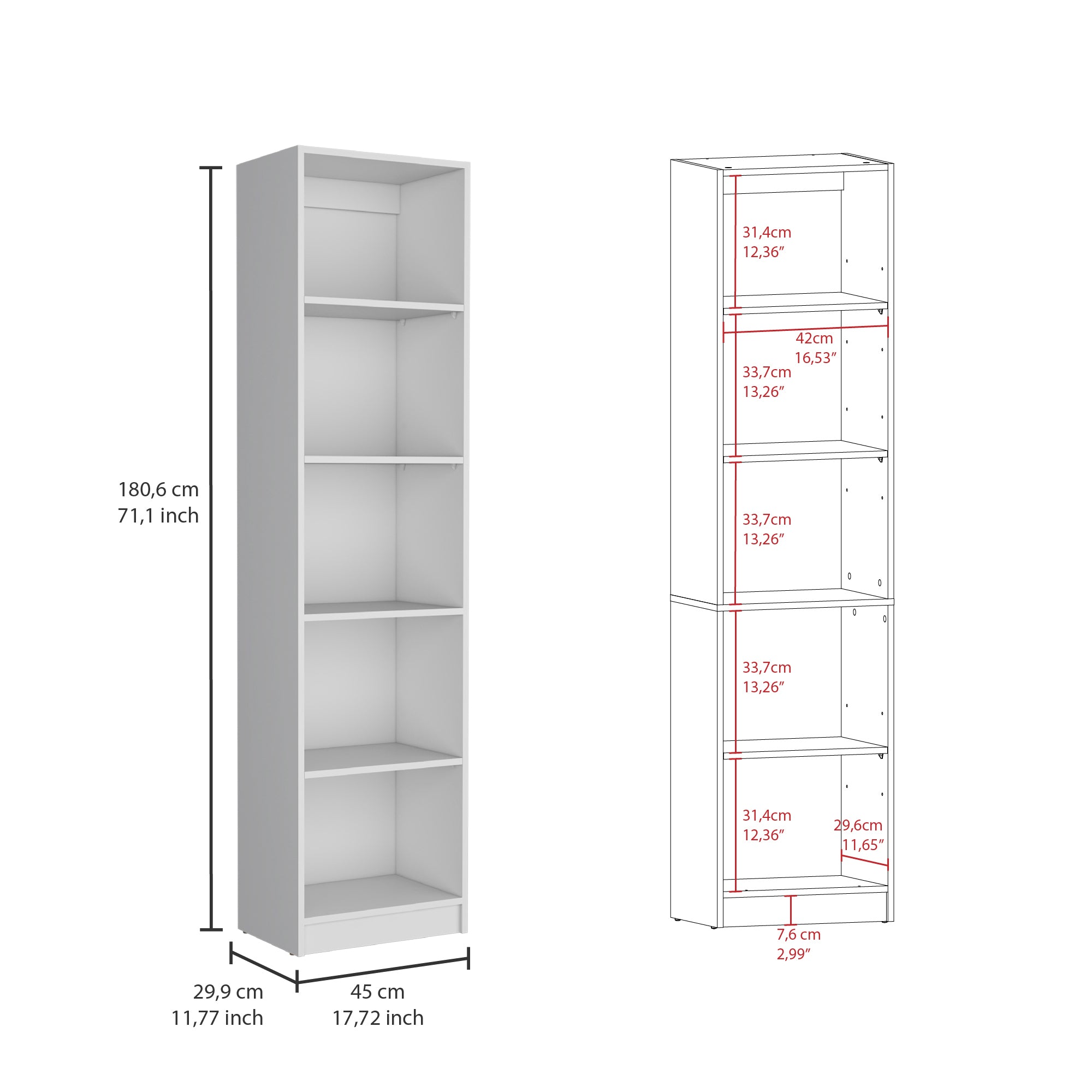 June 3 Piece Home Bookcase set, 60' Wide with 13 Shelves and 2-door Cabinet ,  Living Room Set  White - Grand Goldman
