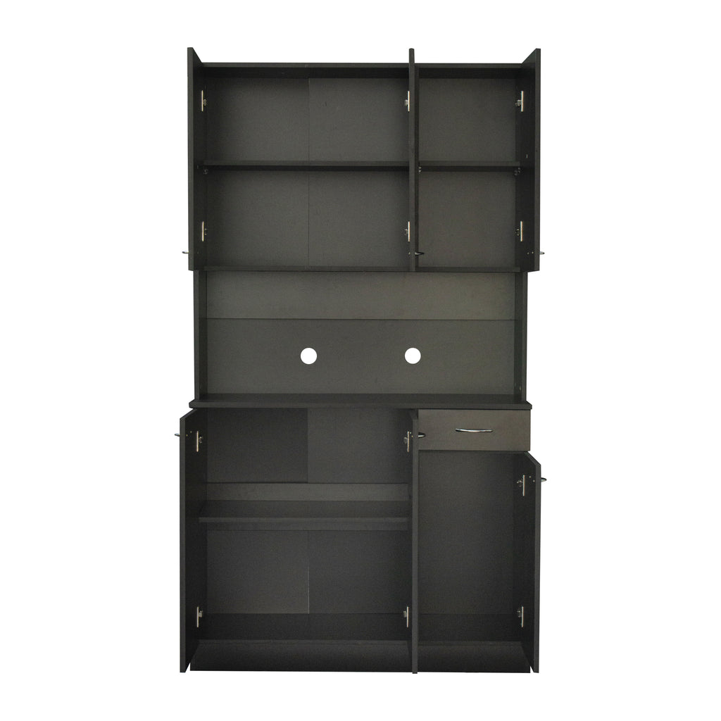 70.87' Tall Wardrobe& Kitchen Cabinet, with 6-Doors, 1-Open Shelves and 1-Drawer for bedroom,Black - Grand Goldman Shop