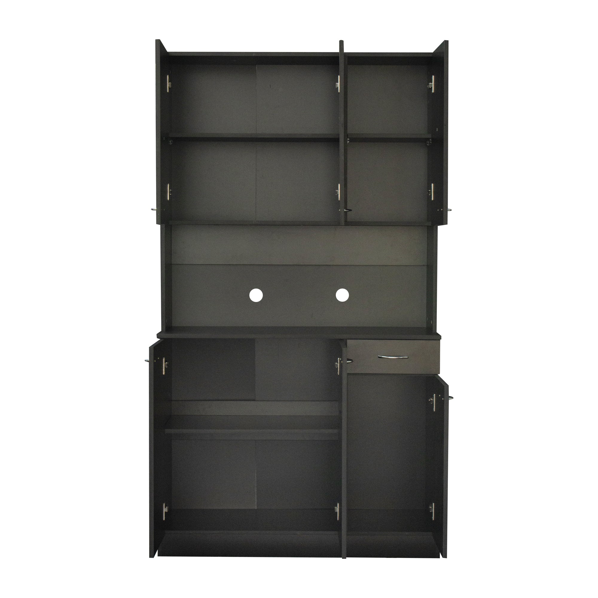 70.87' Tall Wardrobe& Kitchen Cabinet, with 6-Doors, 1-Open Shelves and 1-Drawer for bedroom,Black - Grand Goldman Shop