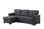 Lucca 84' Dark Gray Linen Reversible Sleeper Sectional Sofa with Storage Chaise - Grand Goldman Shop