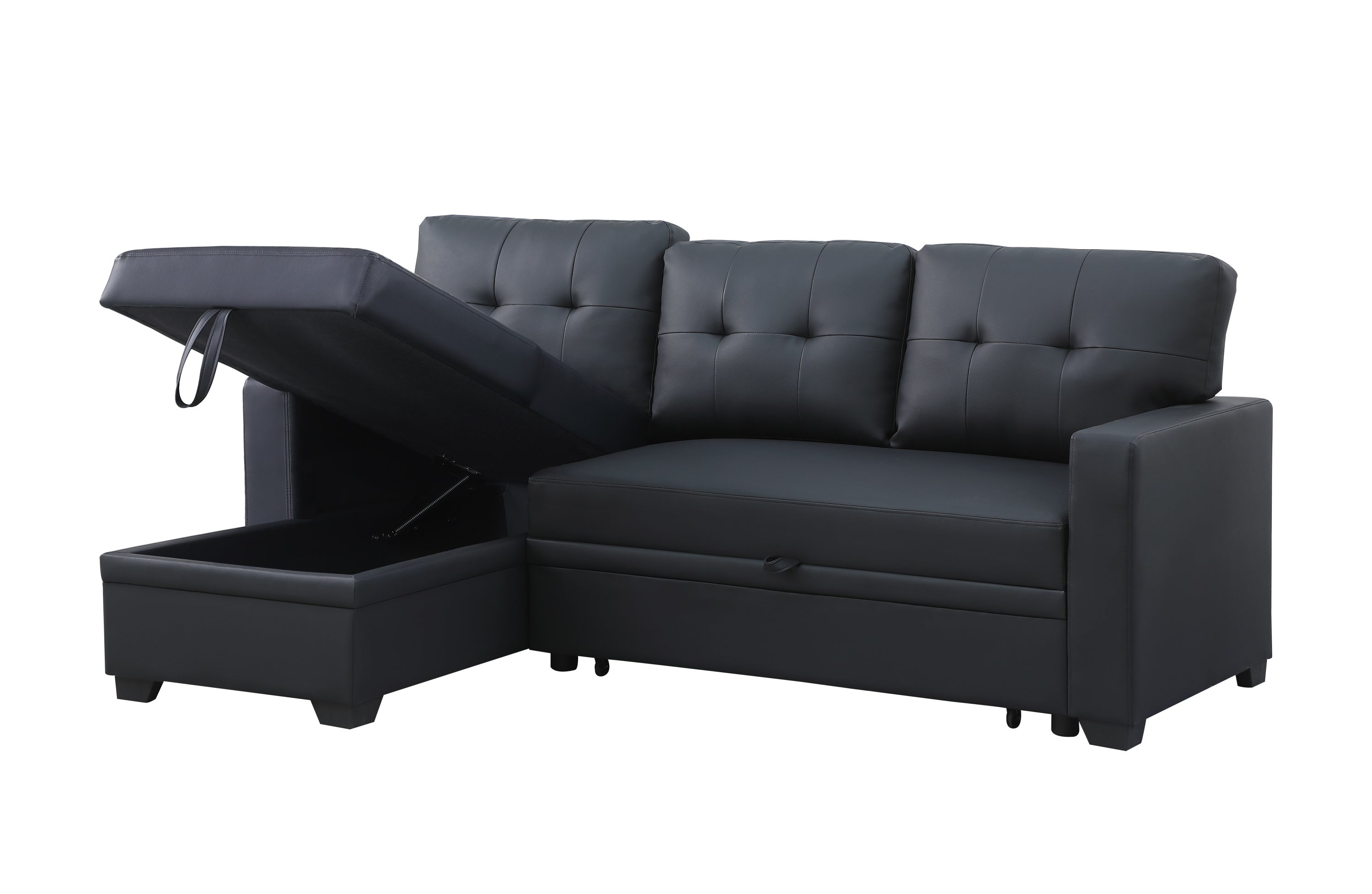 Upholstered Pull out Sectional Sofa with Chaise - Grand Goldman Shop