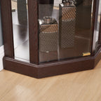 Corner Lighted Curio Cabinet Corner Glass Cabinet Lighted Curio Cabinet Corner Display Case for Living Room, Curio Cabinet, Antique collection, Wine,Bar Glass Storage Light Included,Dark Cherry - Grand Goldman Shop