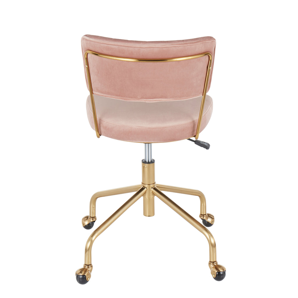Contemporary Task Chair in Gold Metal and k Velvet - Grand Goldman