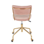 Contemporary Task Chair in Gold Metal and k Velvet - Grand Goldman